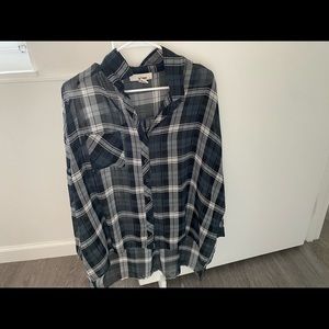 Oversized chiffon flannel top